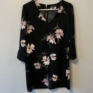 Black floral dress perfect for corporate/casual/dressy-WORN ONCE